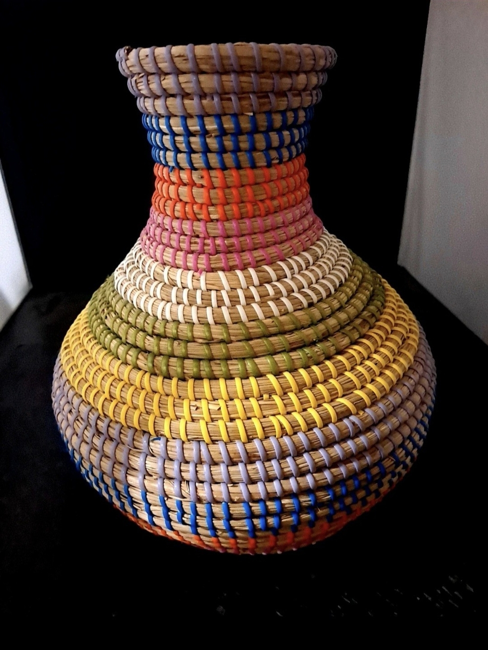 Rattan Multicolor Decorative Basket/ Vase.